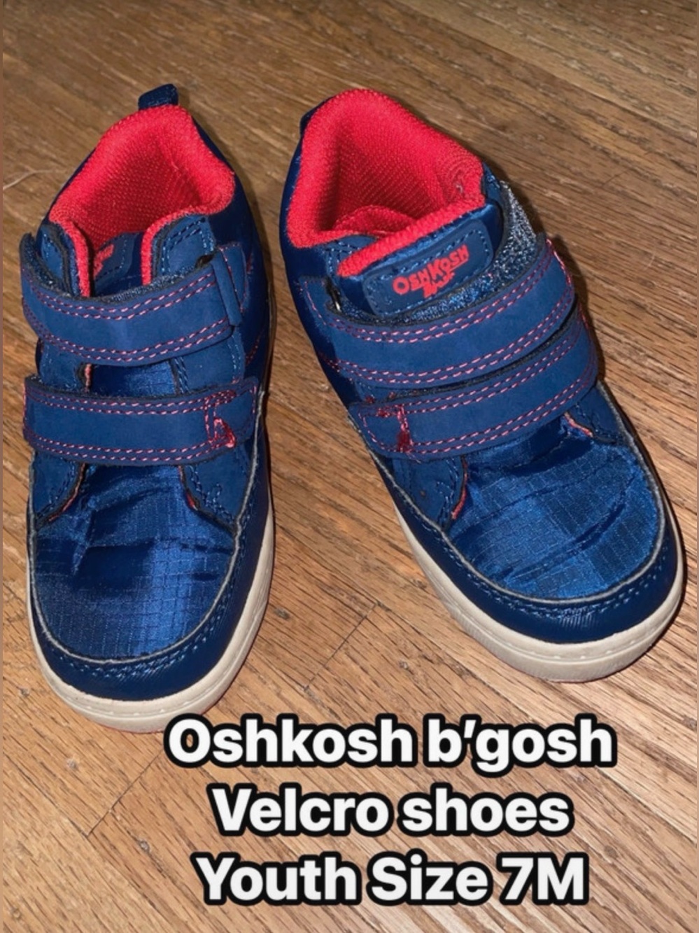 OshKosh B'gosh Navy and Red Kids Velcro Shoes 7M